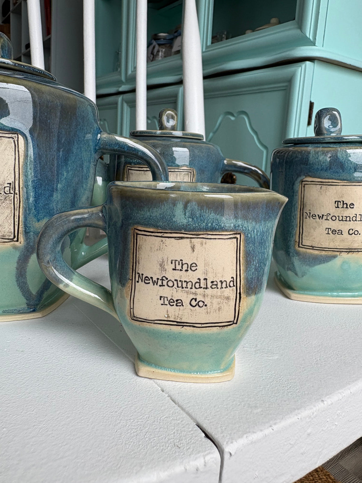 Blue on Blue pottery creamer